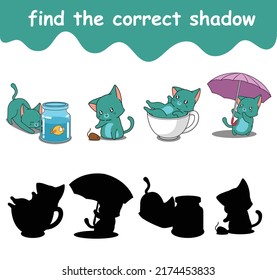 find the correct shadow of adorable cat cartoon