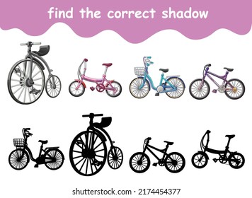 find the correct shadow of bicycle cartoon