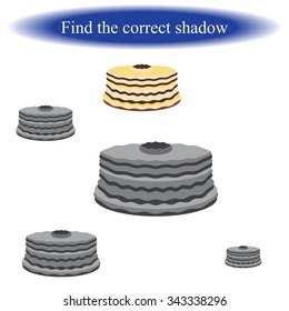 Find the correct shadow ( Cake ) for children. Vector illustration.