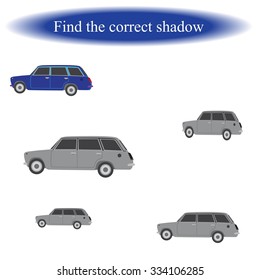 Find the correct shadow ( Car ). Vector illustration. 