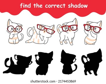 find the correct shadow of cat with glasses