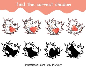 find the correct shadow of cat and haert is in heart wreath