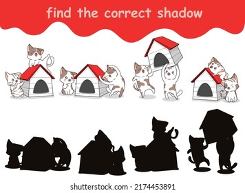 find the correct shadow of cats with wooden house