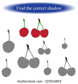 Find the correct shadow ( cherries ). Vector illustration.