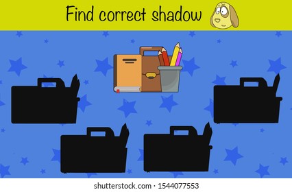 Find correct shadow. Children education game, iq test, brain training