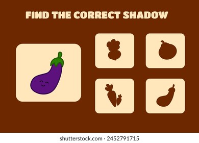 Find the correct shadow Children's educational game vegetables