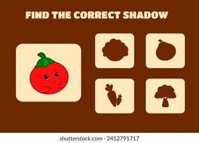 Find the correct shadow Children's educational game vegetables