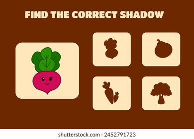 Find the correct shadow Children's educational game vegetables