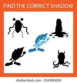 Find correct shadow with colorful monsters.  Kids educational game. 
