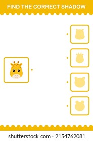 Find the correct shadow Cow face. Worksheet for kids
