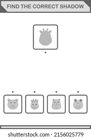 Find the correct shadow Cow face. Worksheet for kids