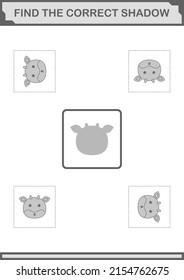 Find the correct shadow Deer face. Worksheet for kids