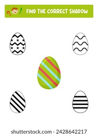 Find the correct shadow. Easter eggs. Teaching children.