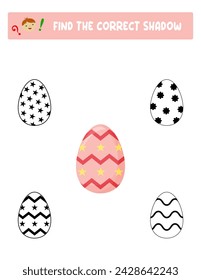 Find the correct shadow. Easter eggs. Teaching children.