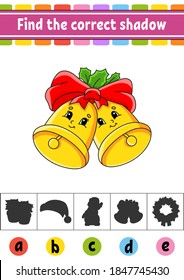 Find the correct shadow  Education developing worksheet  Christmas theme  Activity page  Color game for children  Isolated vector illustration  Cartoon character 