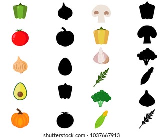 Find the correct shadow, education game for children: vegetables