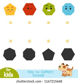 Find the correct shadow, education game for children. Geometric shapes, Polygons