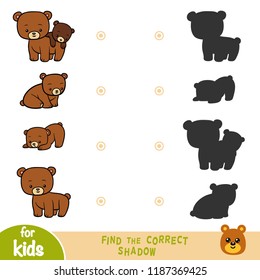 Find the correct shadow, education game for children, Set of bears