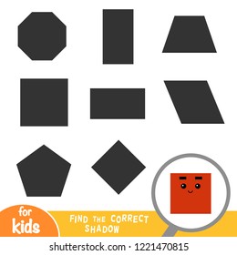 Find the correct shadow, education game for children, Square