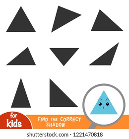 Find the correct shadow, education game for children, Triangle