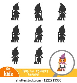 Find the correct shadow, education game for children, Witch