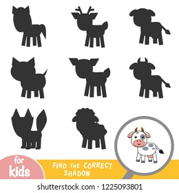 Find the correct shadow, education game for children, Cow