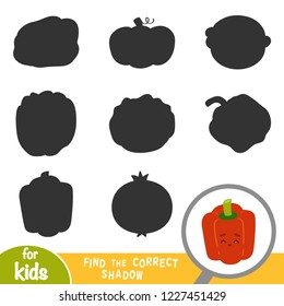 Find the correct shadow, education game for children, Red pepper