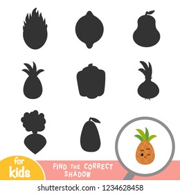 Find the correct shadow, education game for children, Pineapple