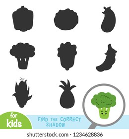 Find the correct shadow, education game for children, Broccoli