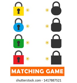 Find the correct shadow, education game for children, padlock