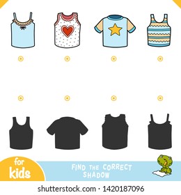 Find the correct shadow, education game for children, cartoon clothing set