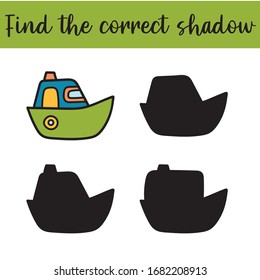 Find the correct shadow, education game for children. Ship