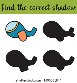 Find the correct shadow, education game for children. Airplane