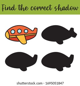 Find the correct shadow, education game for children. Airplane