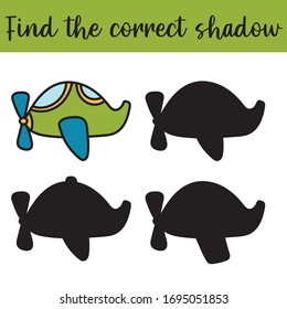 Find the correct shadow, education game for children. Airplane