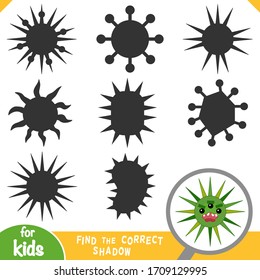 Find the correct shadow, education game for children, Cute bacteria and virus character