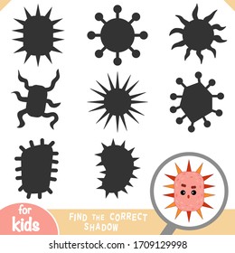 Find the correct shadow, education game for children, Cute bacteria and virus character