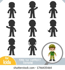 Find the correct shadow, education game for children, Soldier