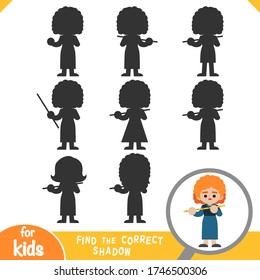Find the correct shadow, education game for children, Musician woman and flute