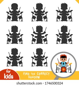 Finden Sie den richtigen Schatten, das Erziehungsspiel für Kinder, Rock drummer