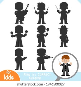 Find the correct shadow, education game for children, The conductor of orchestra and stick