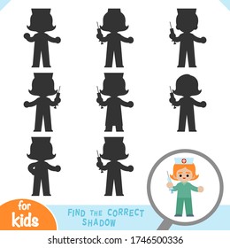 Find the correct shadow, education game for children, Nurse with a syringe