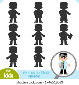 Find the correct shadow, education game for children, Doctor with clipboard