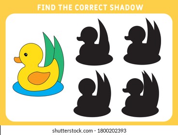 Find the correct shadow, education game for children.  Vector illustration.