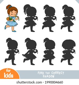 Find the correct shadow, education game for children, Girl with a flower