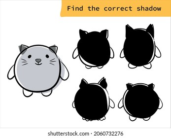 Finden Sie den richtigen Schatten, Erziehungsspiel für Kinder. Schattenpassendes Spiel. Match Tier mit Silhouette.