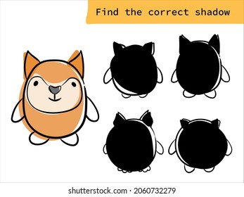 Find the correct shadow, education game for children. Shadow matching game. Match animal with silhouette.