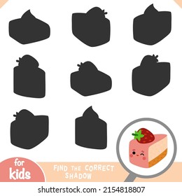 Find the correct shadow, education game for children, Cartoon cake and  strawberry