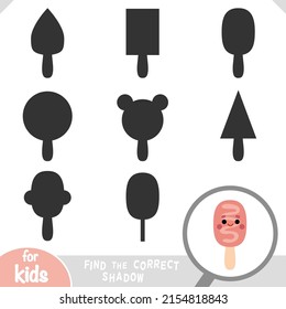 Find the correct shadow, education game for children, Cakesicle on a stick with a cute face