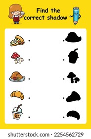 Find the correct shadow education game for children vector illustration